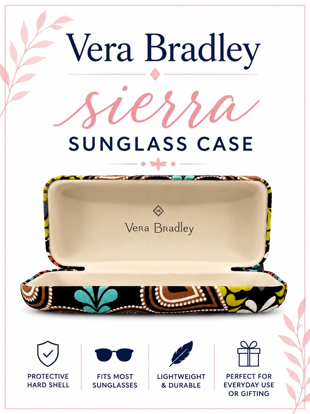 Vera Bradley Sierra Hard Shell Sunglass Case Eyeglass Case Protective